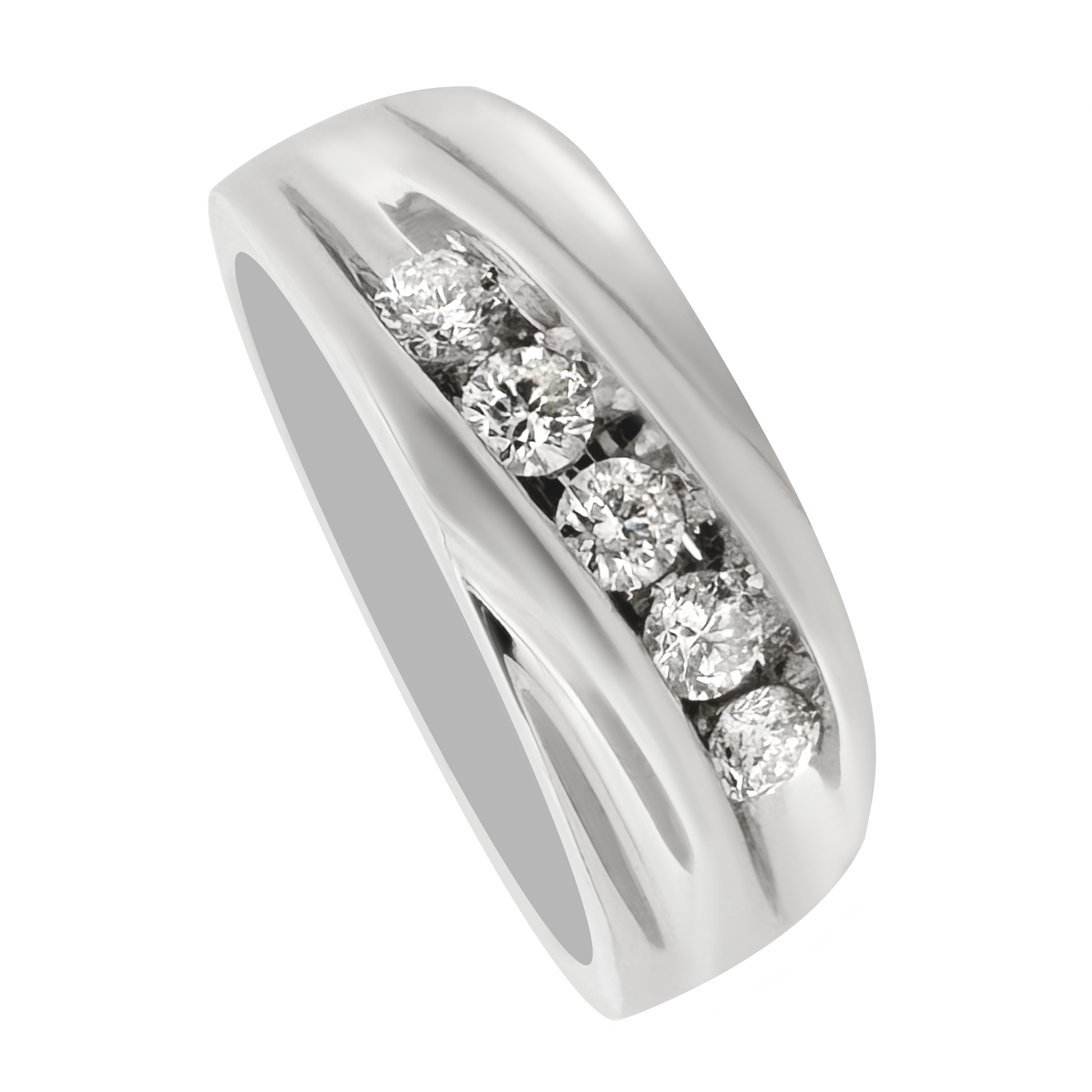 0.50Ctw 14K White Gold Diamond Wedding Band Mens Size 10 3.1Dwt