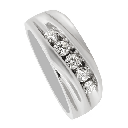 0.50Ctw 14K White Gold Diamond Wedding Band Mens Size 10 3.1Dwt