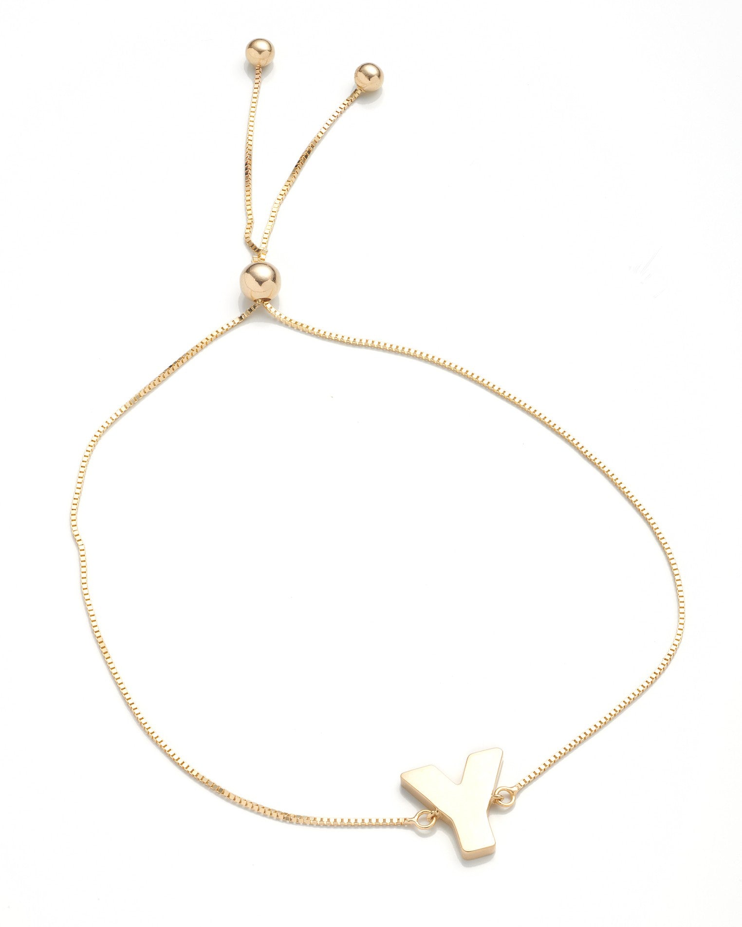 14K Yellow Gold Bolo Initial Letter "Y" Bracelet 9.25In 0.8Dwt