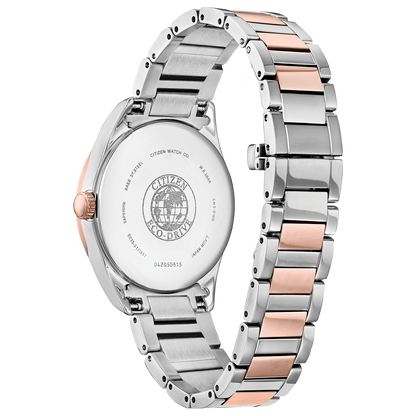Two Tone Lds Citizen Eco-Drive With Mother Of Pearl Dial(Em0876-51D)