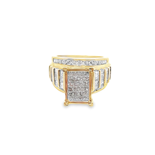 2.00Ctw 10K Yellow Gold Diamond Composite Rectangular Ring Size 7 5.0Dwt