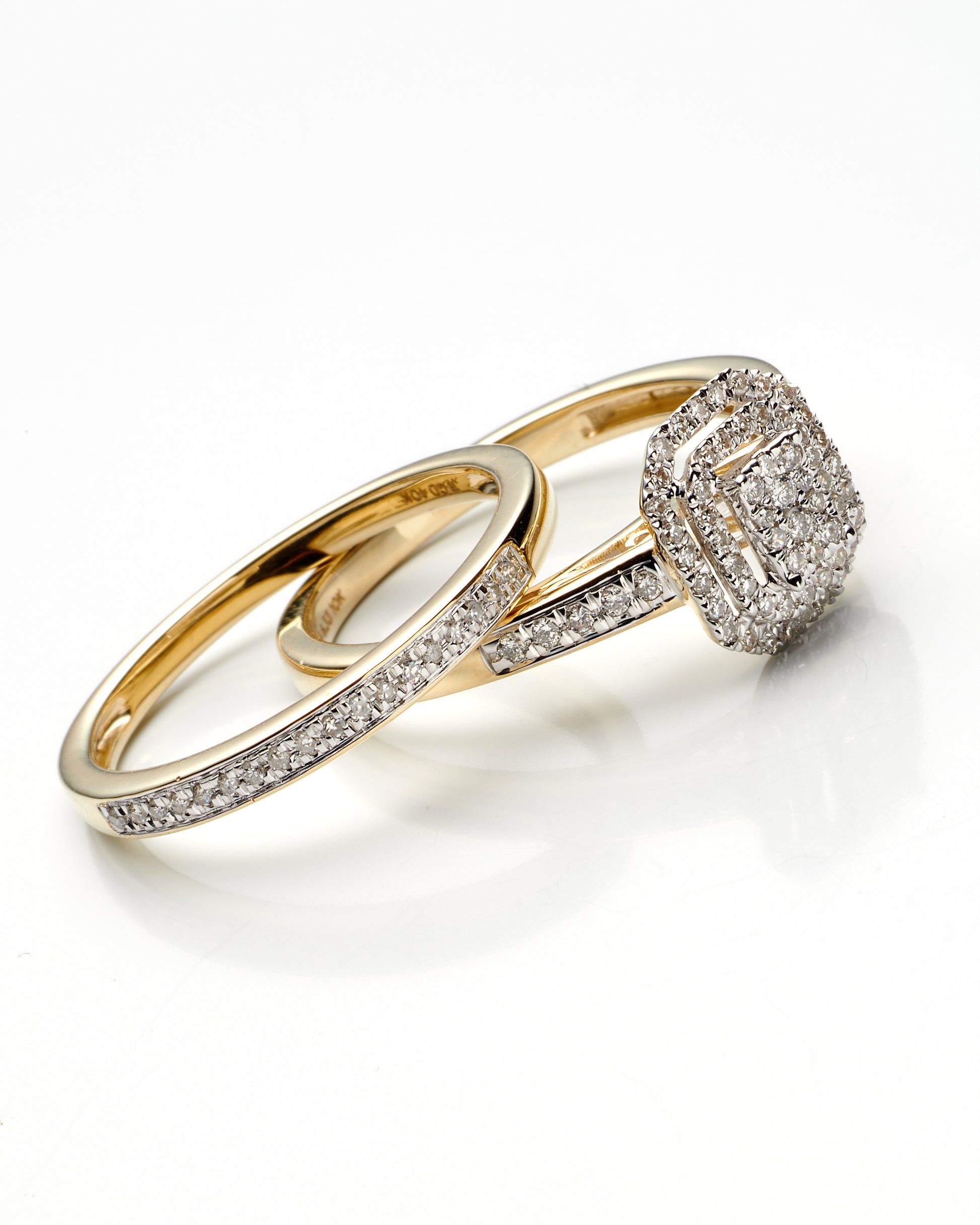 10K Yellow Gold Diamond Bridal Set Size 7 2.2Dwt