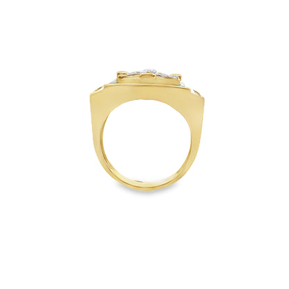 10K Two Tone Gold Onyx Anchor W/ Christ Mens Ring Size 11 8.3Dwt