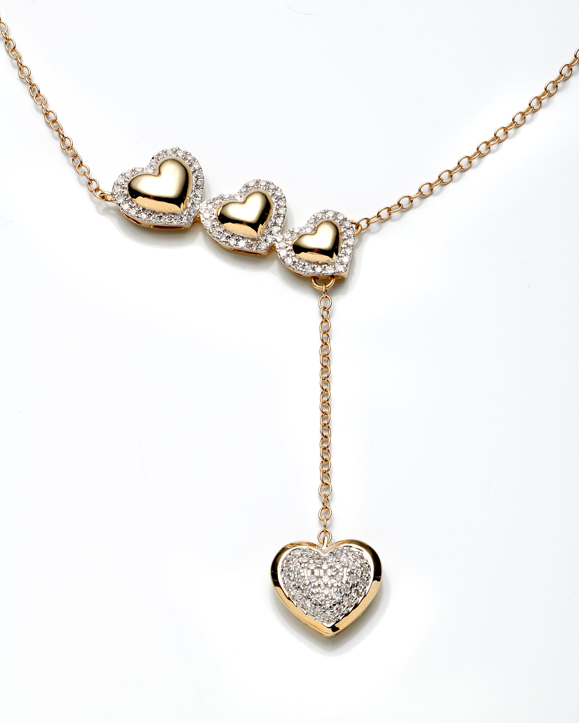 0.25Ctw 14K Yellow Gold Diamond Hearts Necklace 20In 2.0Dwt