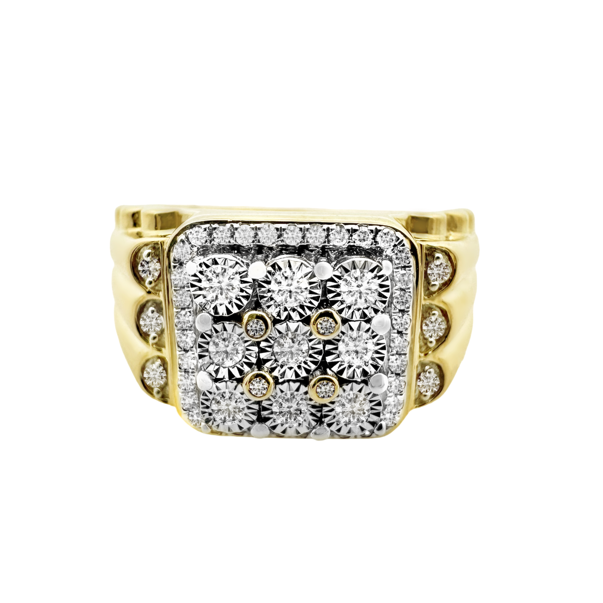 0.33Ctw 10K Yellow Gold Mens Diamond Fashion Ring Size 10 3.5Dwt