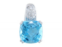 0.10Ctw Diamond & 3.77Ctw Blue Topaz 14K White Gold Pe