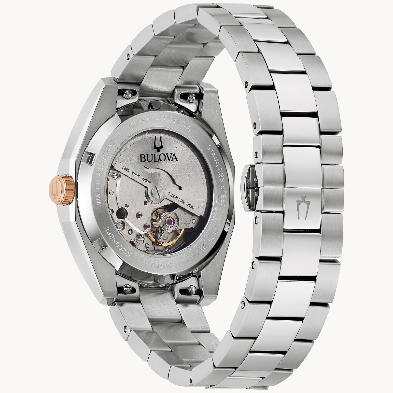 Bulova Surveyor Mens Watch (98B422) Burgundy Dial Silver Tone