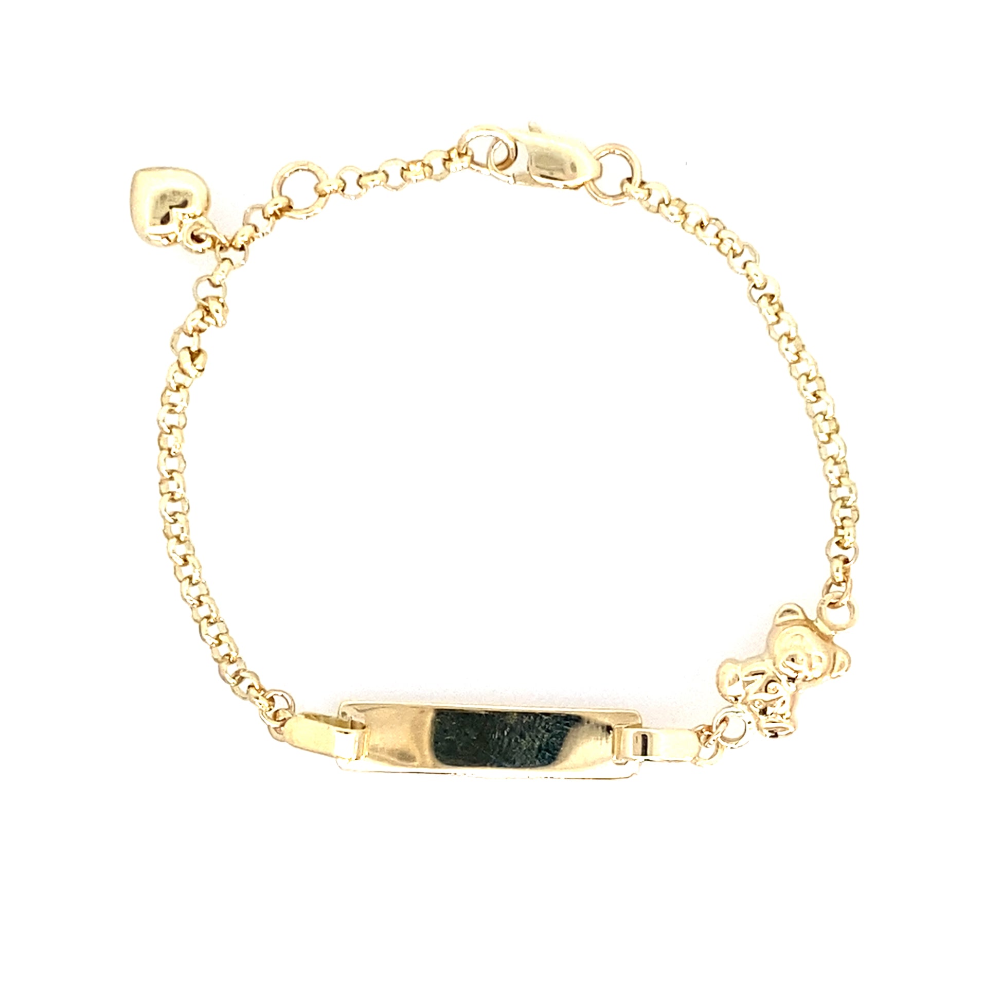 14K Yellow Gold Baby Rolo Link Bear Id Bracelet 4.5Mm 5.75In 1.6Dwt