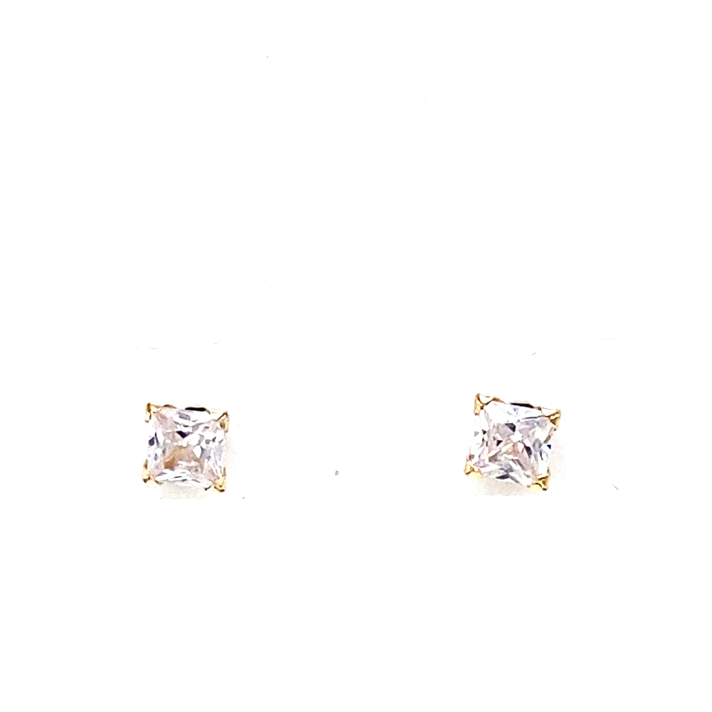 14K Yellow Gold Baby Square Cz Stud Earrings