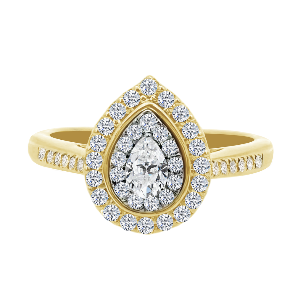 0.40Ctw 10K Yellow Gold Pear Cut Diamond Engagement Ring Size 7 1.9Dwt