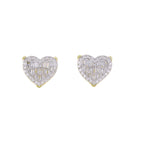 0.33Ctw 10K Yellow Gold Heart Diamond Stud Earrings