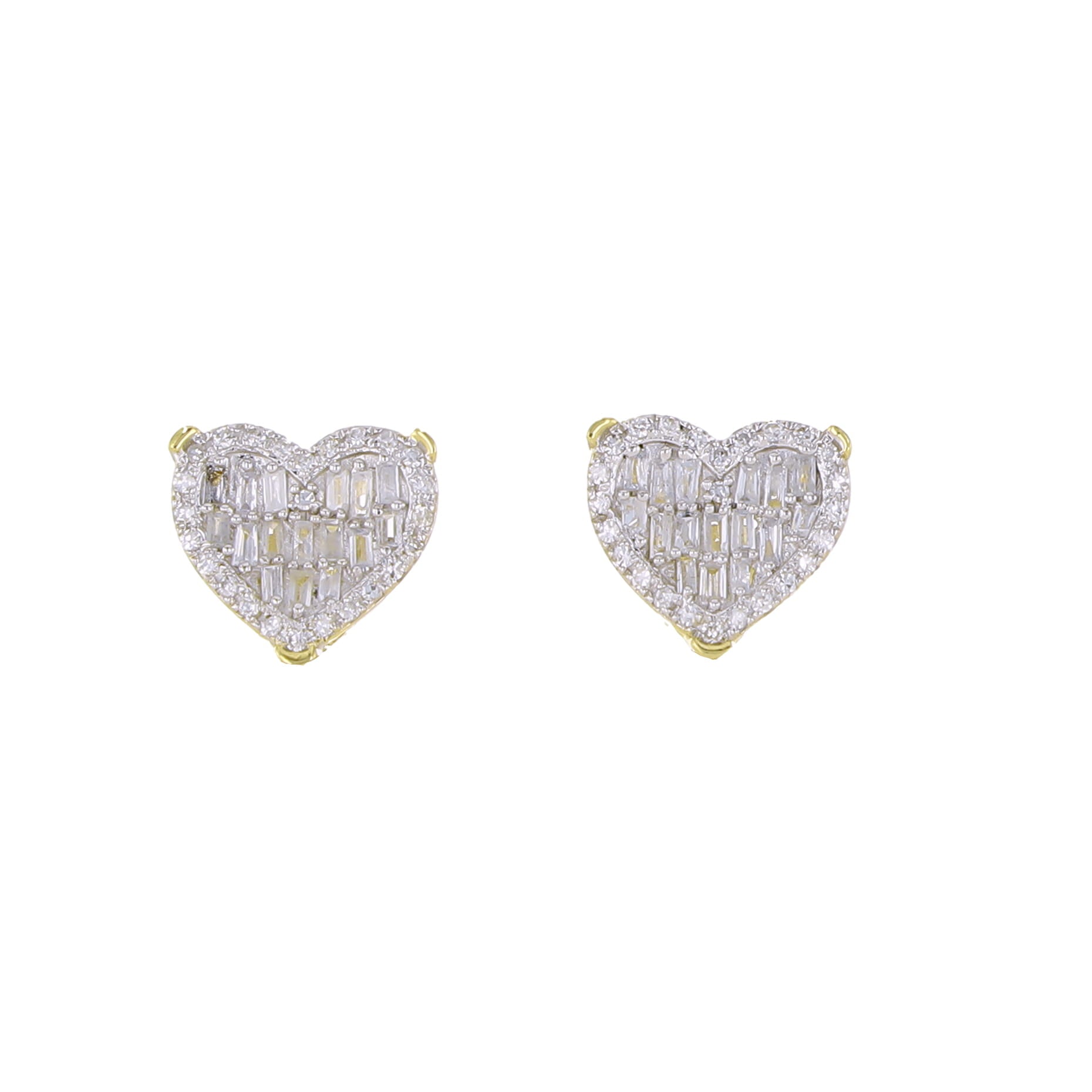 0.33Ctw 10K Yellow Gold Heart Diamond Stud Earrings
