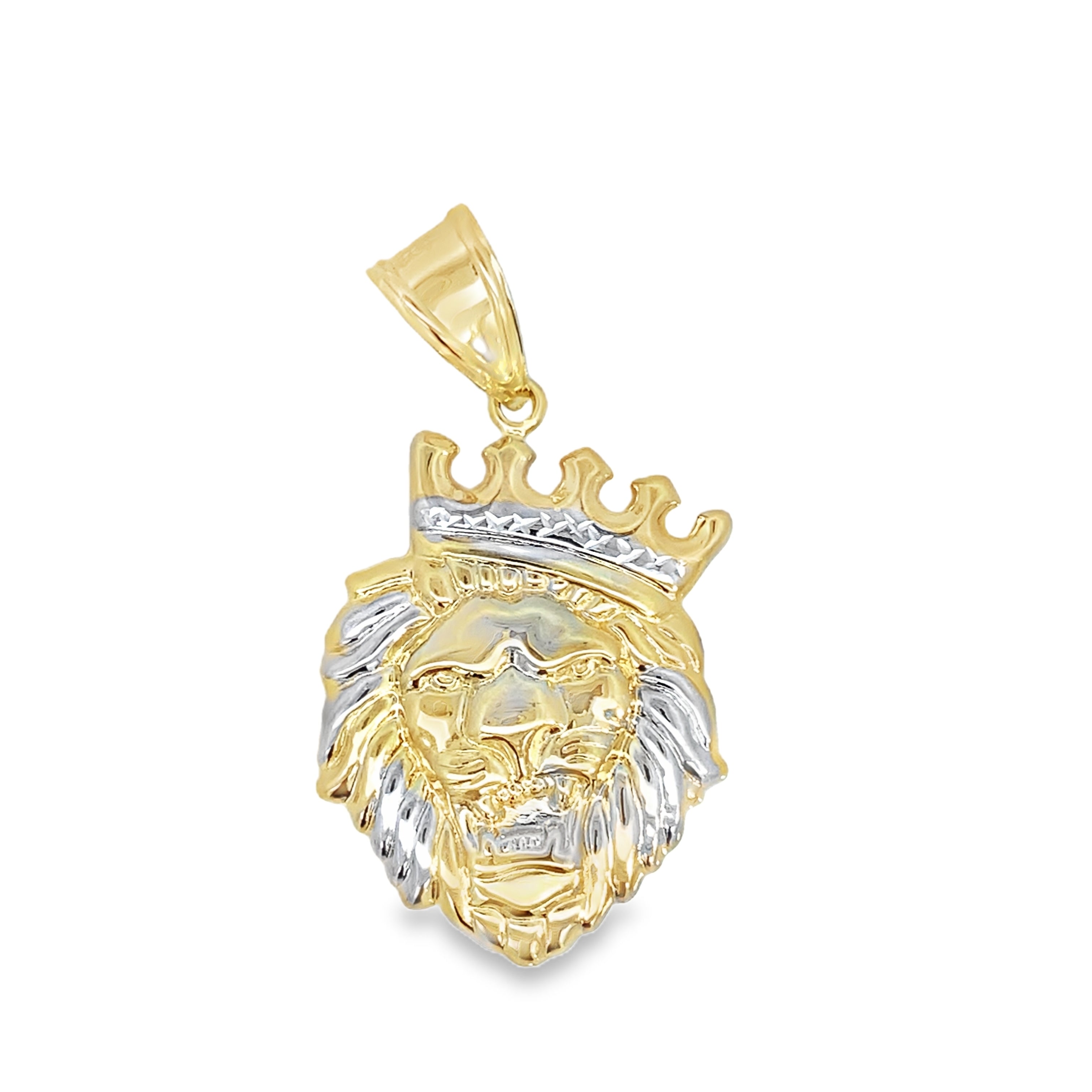 14K Two Tone Gold Lion Head Pendant 3.1Dwt