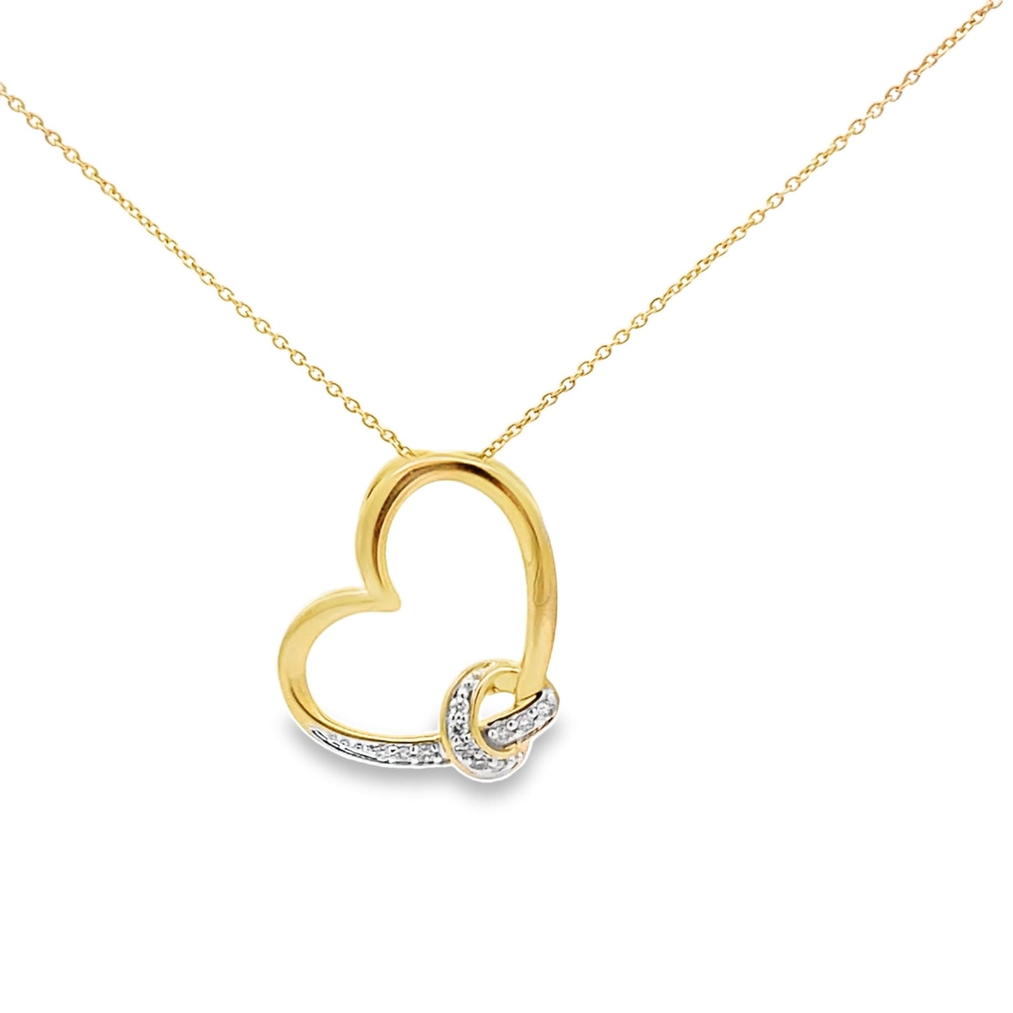 0.10Ctw 14K Yellow Gold Diamond Heart Necklace 18In 2.1Dwt