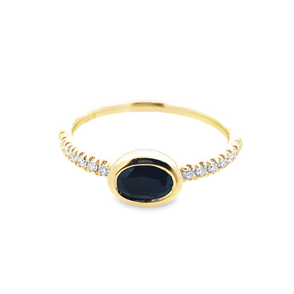 0.40 Baov/0.14Ctw Bird 14K Yellow Gold Black Agate & Dia Ring Size 7 1.7Dwt