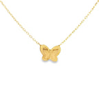 14K Yellow Gold Small Butterfly Pendant Necklace 18In