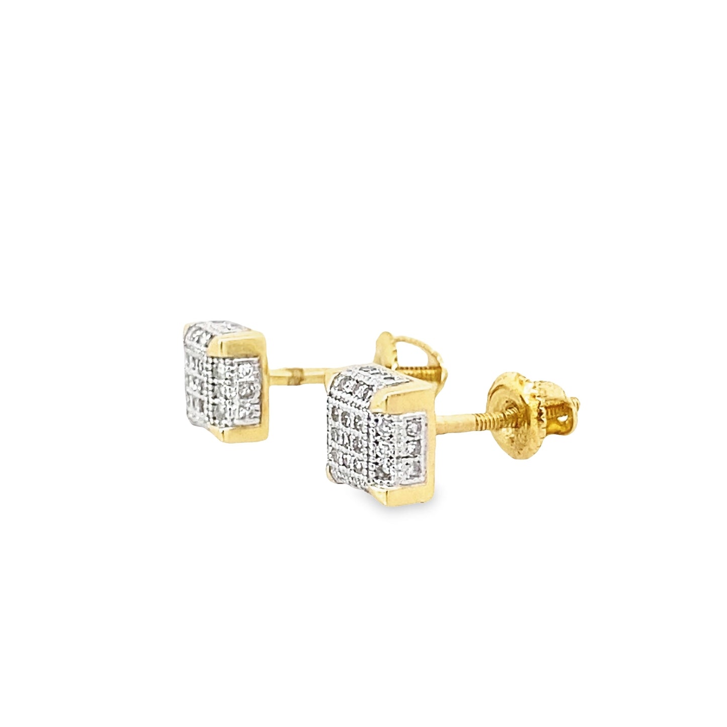 0.20Ctw 10K Yellow Gold Square Stud Earrings