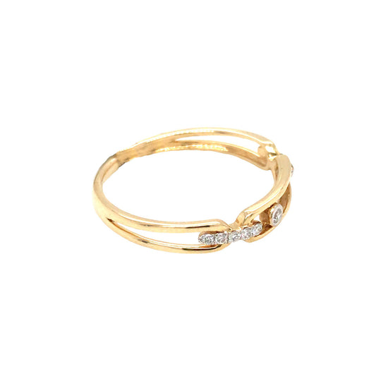 (Uj2)0.06Ctw 14K Yellow Gold Diamond Fashion Ring Size 7 0.8