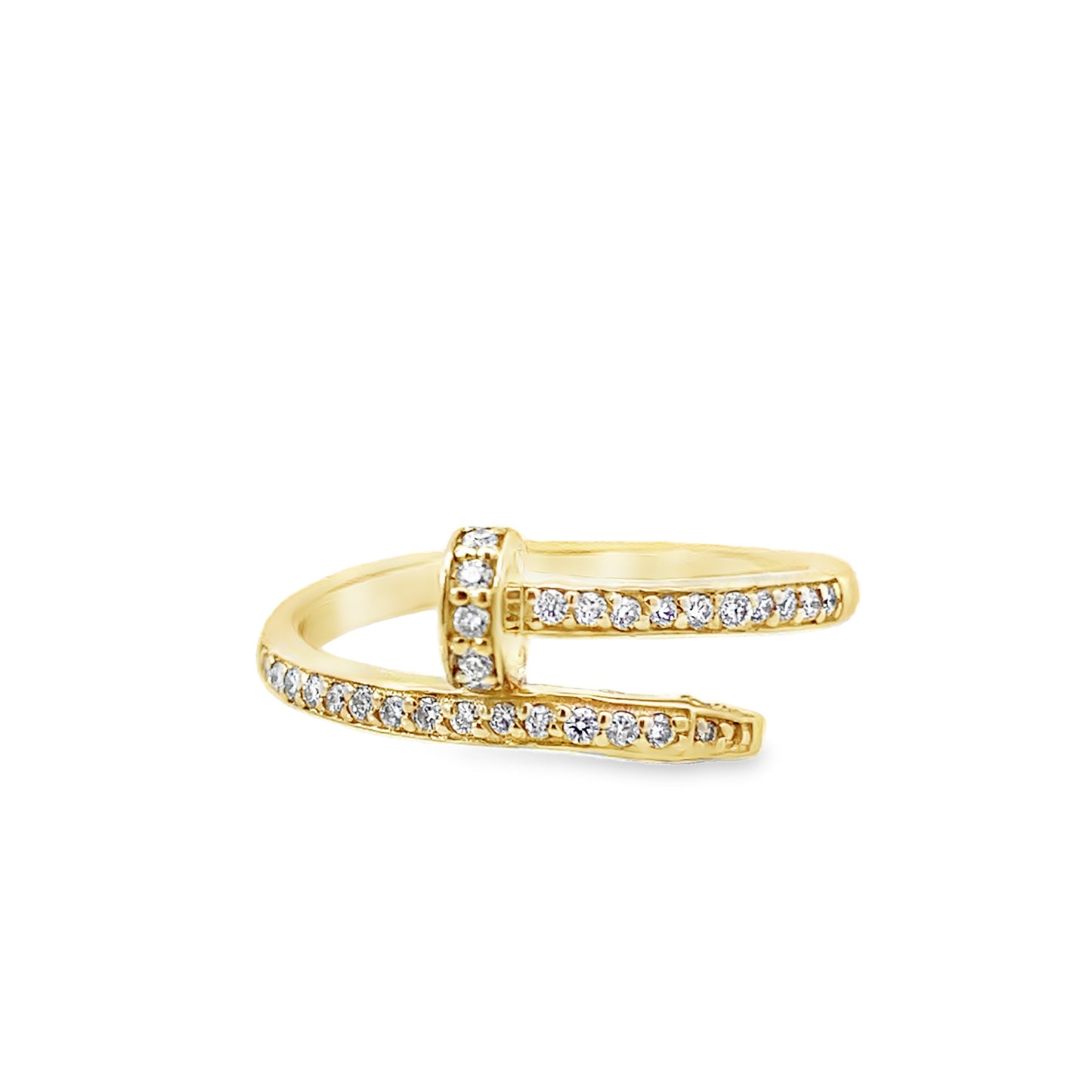 0.19Ctw 14K Yellow Gold Diamond Nail Ring Size 7 1.7Dwt