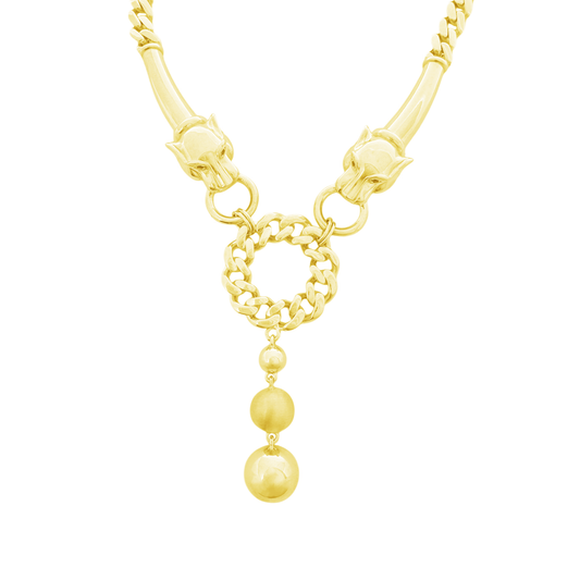 10K Yellow Gold Panther Free Form Link Necklace 22In 16.4Dwt