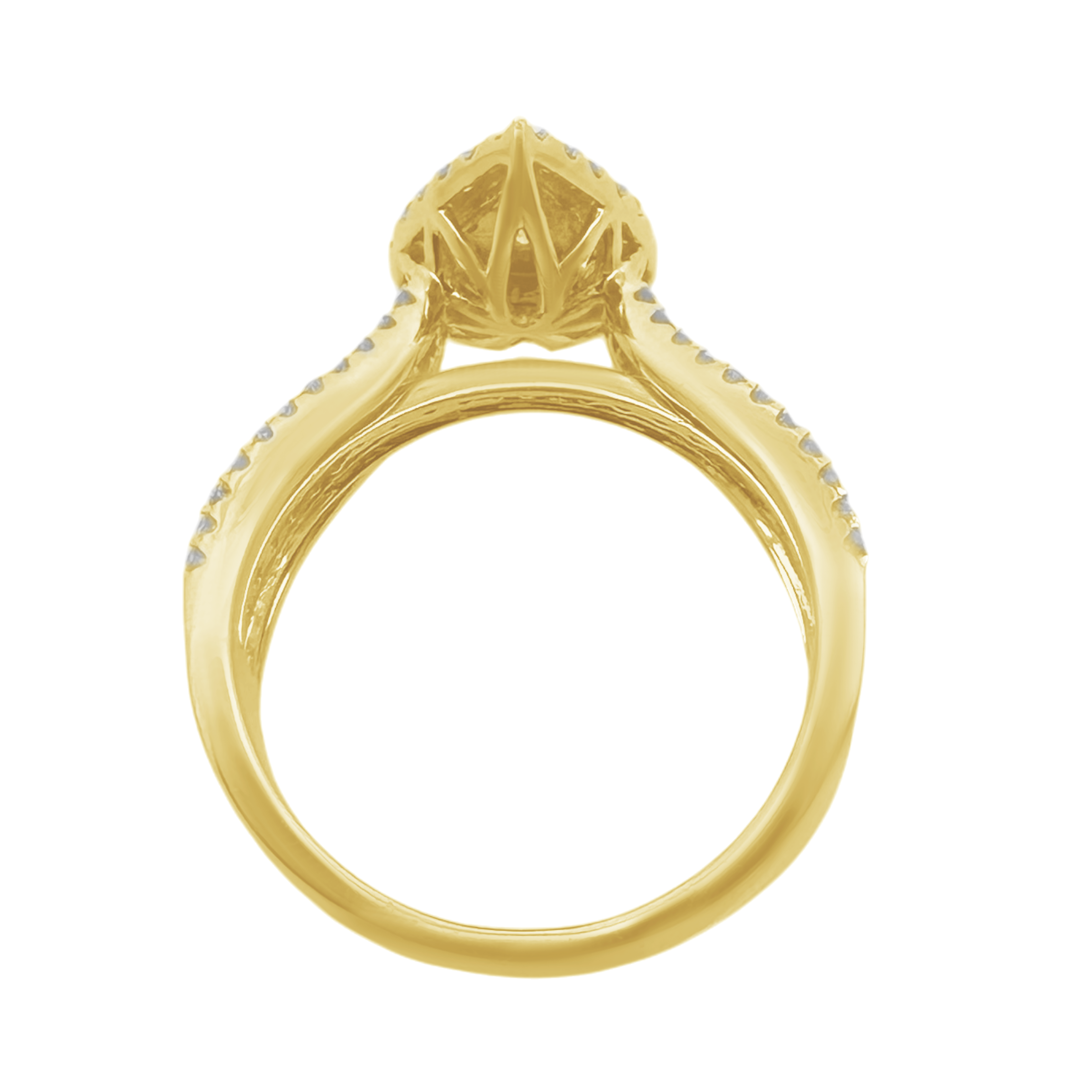 0.80Ctw 10K Yellow Gold Pear Diamond Engagement Ring Size 7 2.7Dwt