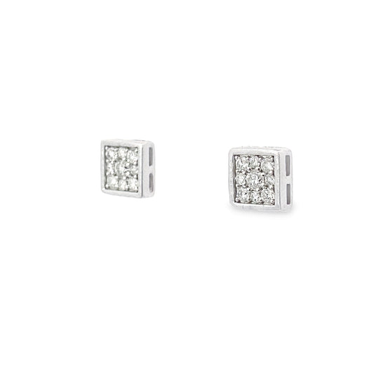 0.25Ctw 14K White Gold Diamond Square Stud Earrings
