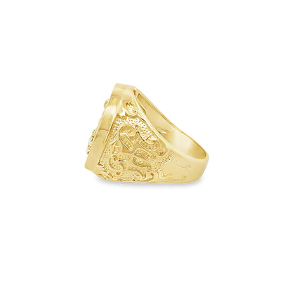 10K Yellow Gold San Lazaro Ring W/Amethyst Stones Size 11 8.1Dwt