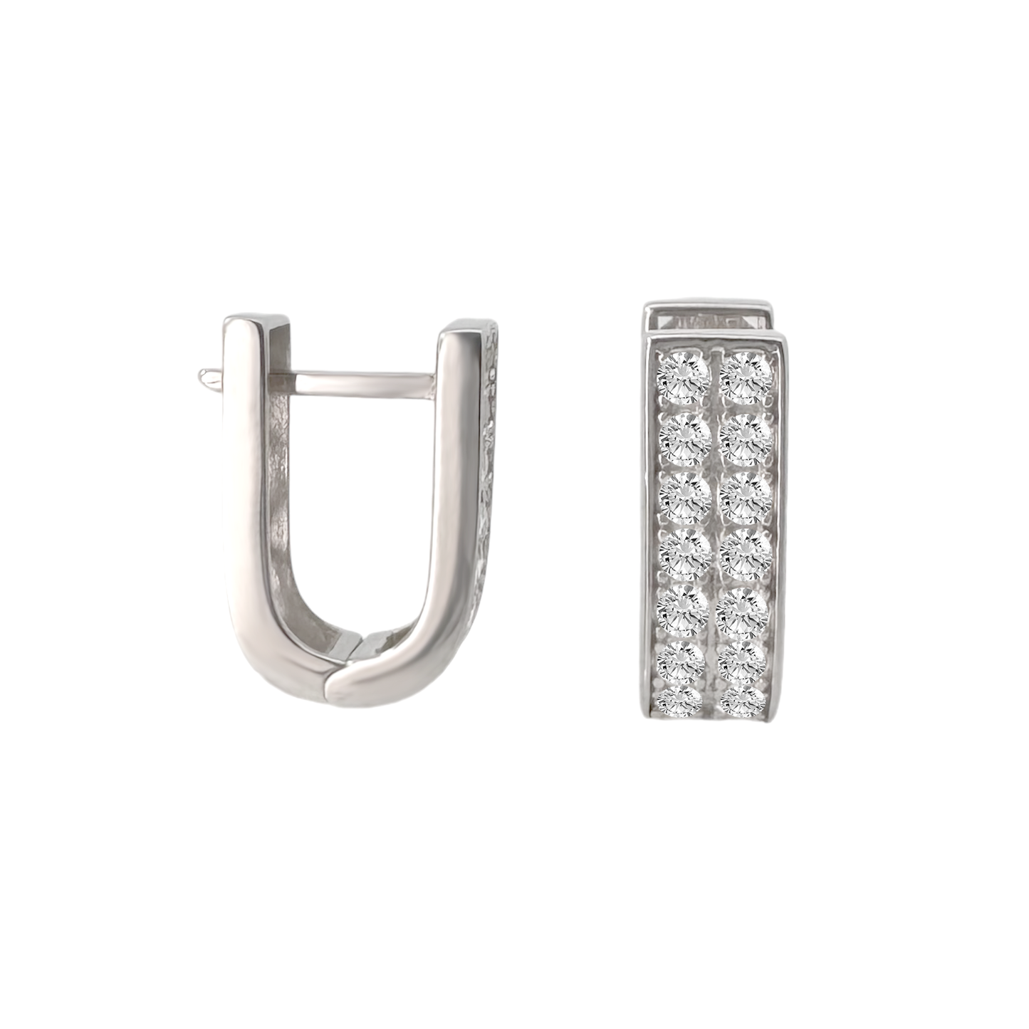 14K White Gold Cz Hoop Earrings 2.5Dwt
