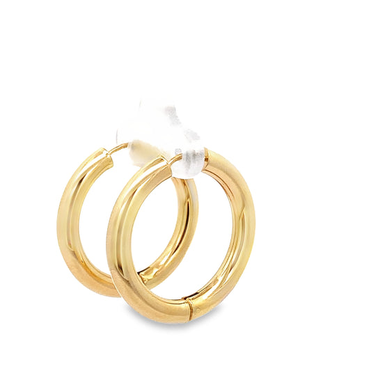 14K Yellow Gold  Plain Tube Hoop Earrings 2.8Dwt