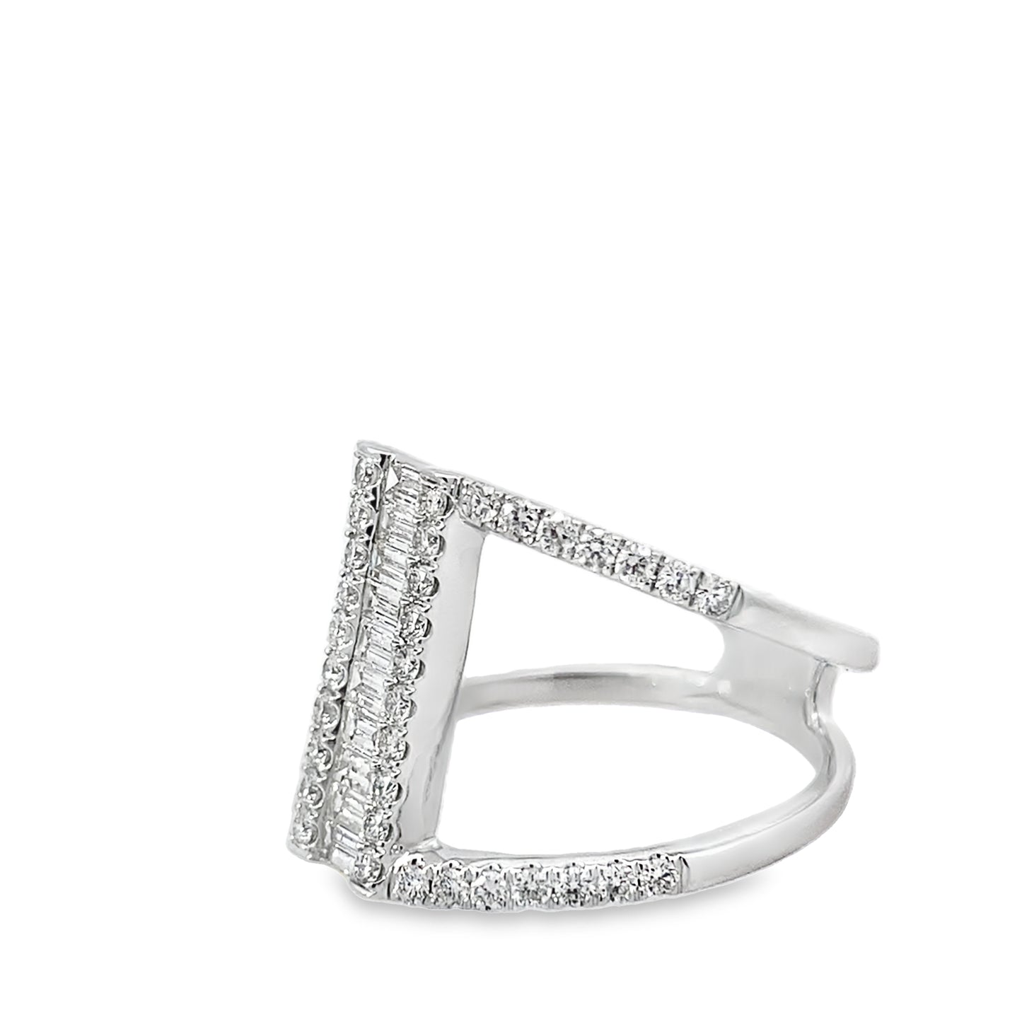1.06Ctw 14K White Gold Diamond Fashion Ring Size 7 2.4Dwt