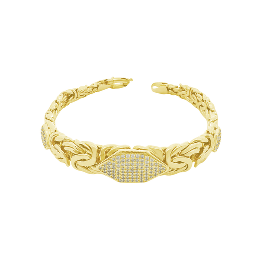 14K Yellow Gold Cz Byzantine Style  7In 10.8Dwt