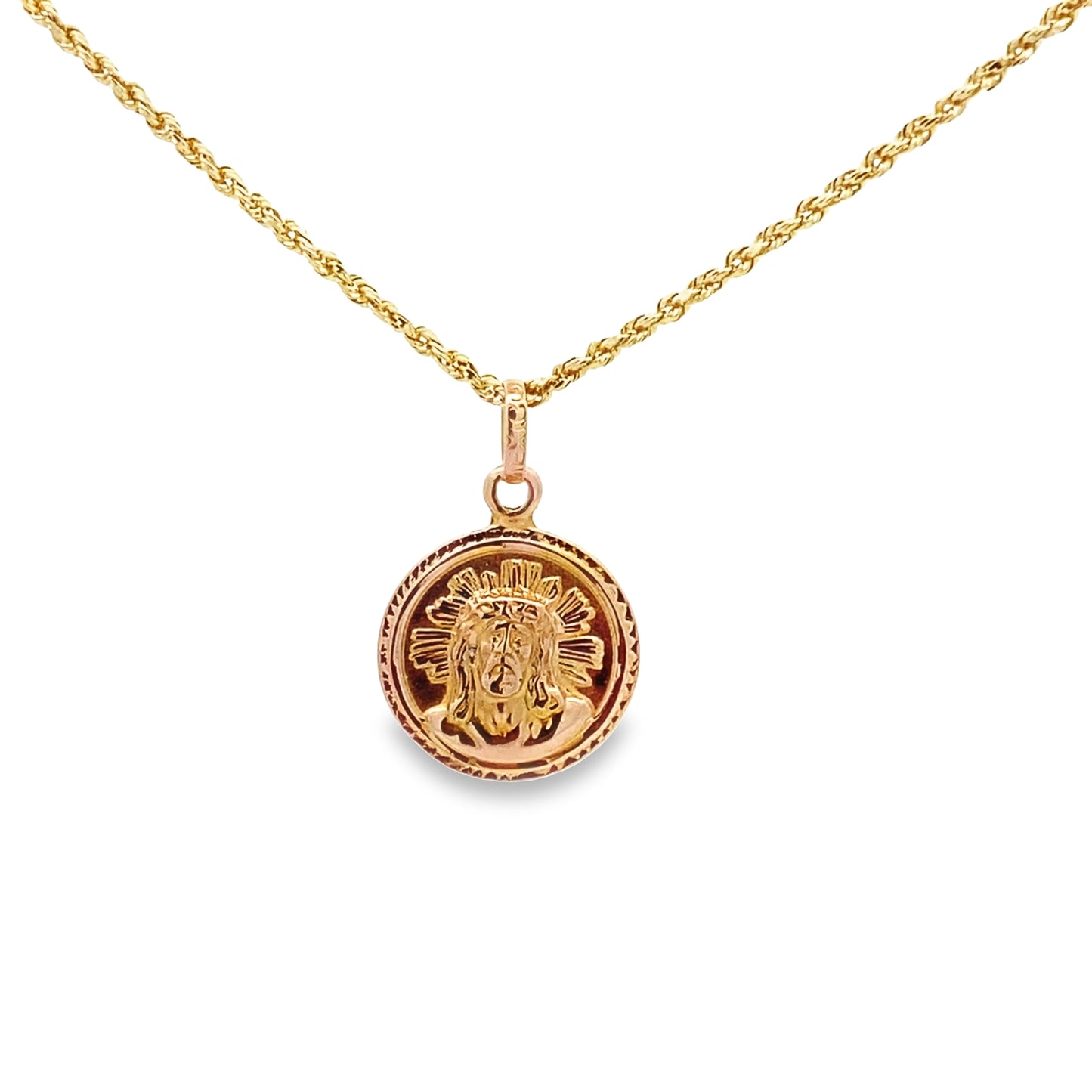 18K Yellow Gold Jesus Face Pendant 0.7Dwt