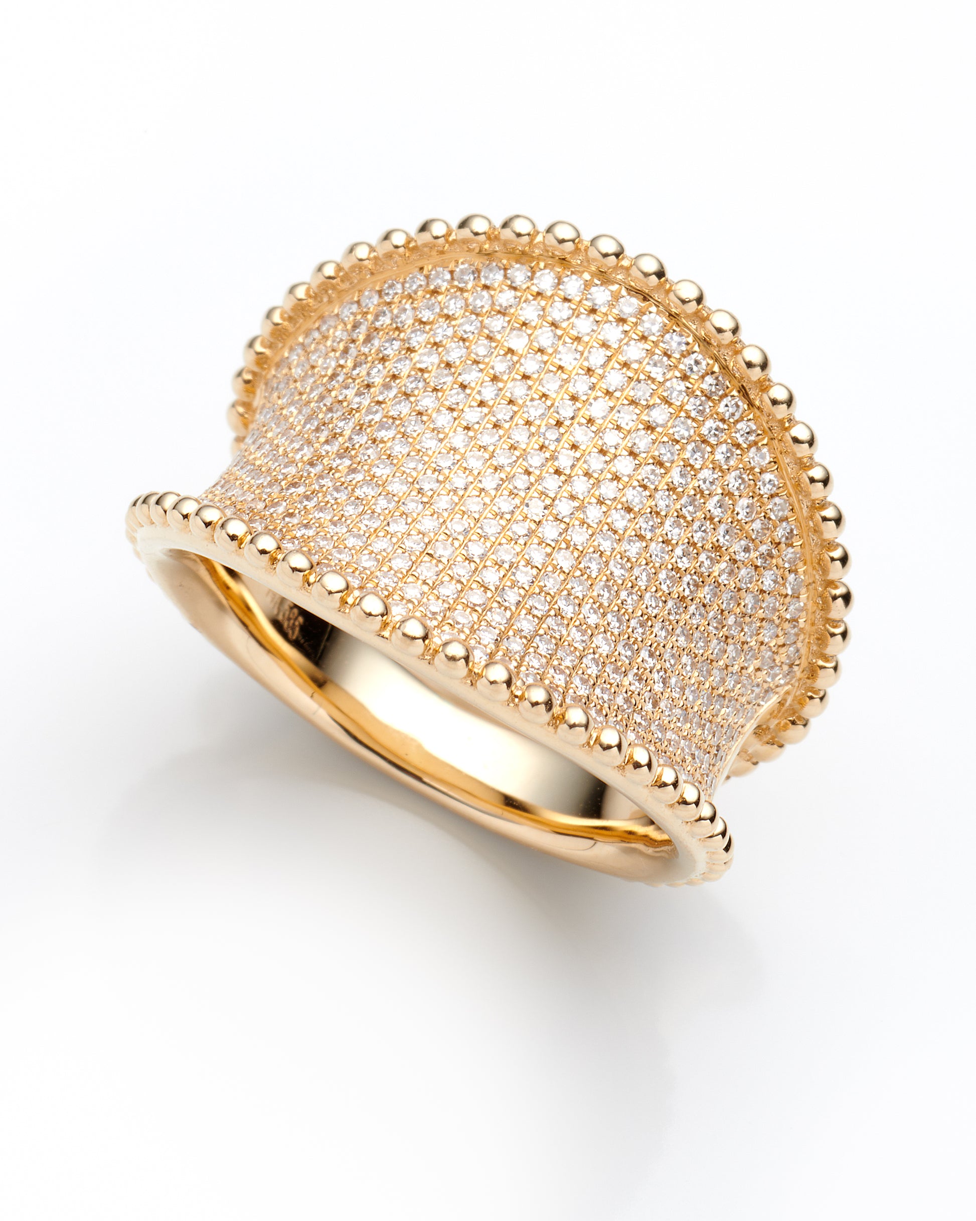 14K Yellow Gold Diamond Dome Ring Size 7 6.0Dwt