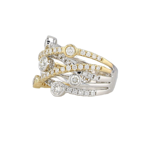 0.43Ct 14K Two Tone Gold Diamond Fashion Ring Size 7  5.0Dwt