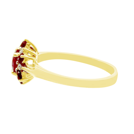 0.22Ct Dia 0.55Ct Ru 14K Yellow Gold Dia & Ruby Fashion Ring Size 7 1.4Dwt