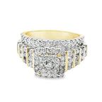 1.50Ctw 10K Yellow Gold Diamond Square Engagement Ring Size 7 3.7Dwt