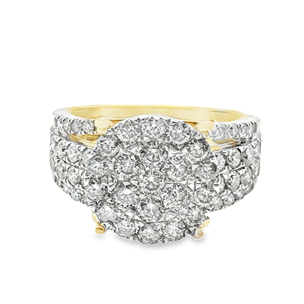 2.0Ct 10K Yellow Gold Diamond Fashion Ring Size 7 3.4Dwt