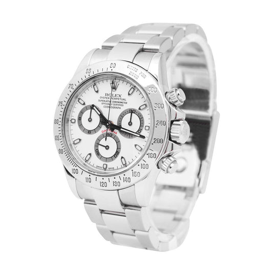 Pre-Owned 2006 Rolex Daytona 38Mm Model: 116520 Stainless Steel, White Dial Silver Bezel, Oyster Band