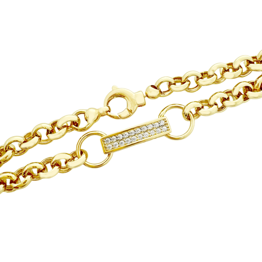 14K Yellow Gold Ladies Fancy Rolo Link Bracelet 7.5In 4.7Dwt