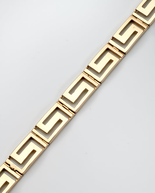 10K Yellow Gold Greek Key Style Bracelet 9Mm 7.5In 12.2Dwt