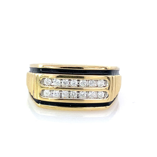 0.25Ctw 10K Yellow Gold Mens Diamond Fashion Ring Size 10 3.