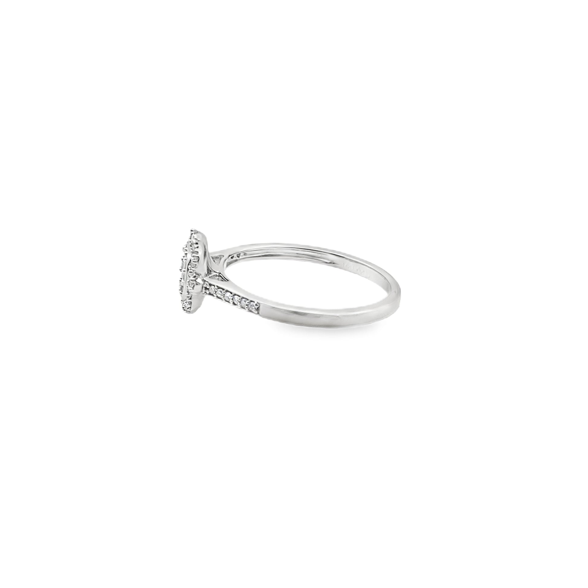 0.25Ct 14K White Gold Diamond Engagement Ring Size 7 1.5Dwt