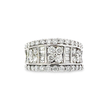 14K White Gold Diamond Lds Fashion  Ring Size 6.5  5.6Dwt