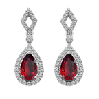 0.20Ctw Diamond 10K White Gold Ruby Center Stud Earrings