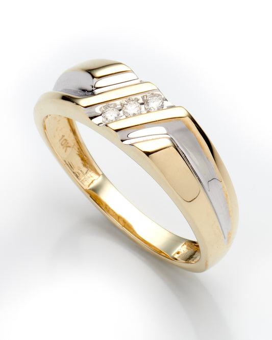 0.07Ctw 10K Two Tone Diamond Wedding Band Size 10 2.4Dwt