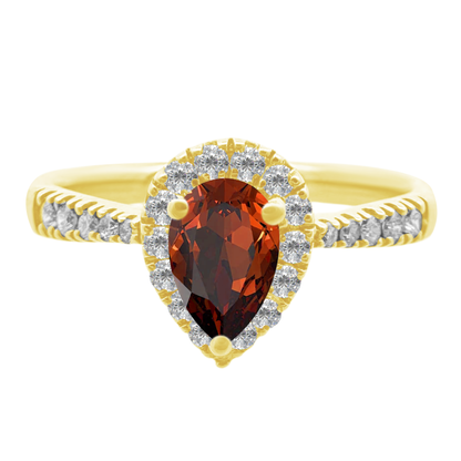 0.51 Gapr 0.20 Dird 14K Yellow Gold Garnet & Dia Ring Size 7 1.6Dwt