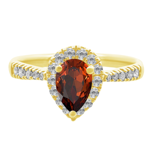 0.51 Gapr 0.20 Dird 14K Yellow Gold Garnet & Dia Ring Size 7 1.6Dwt