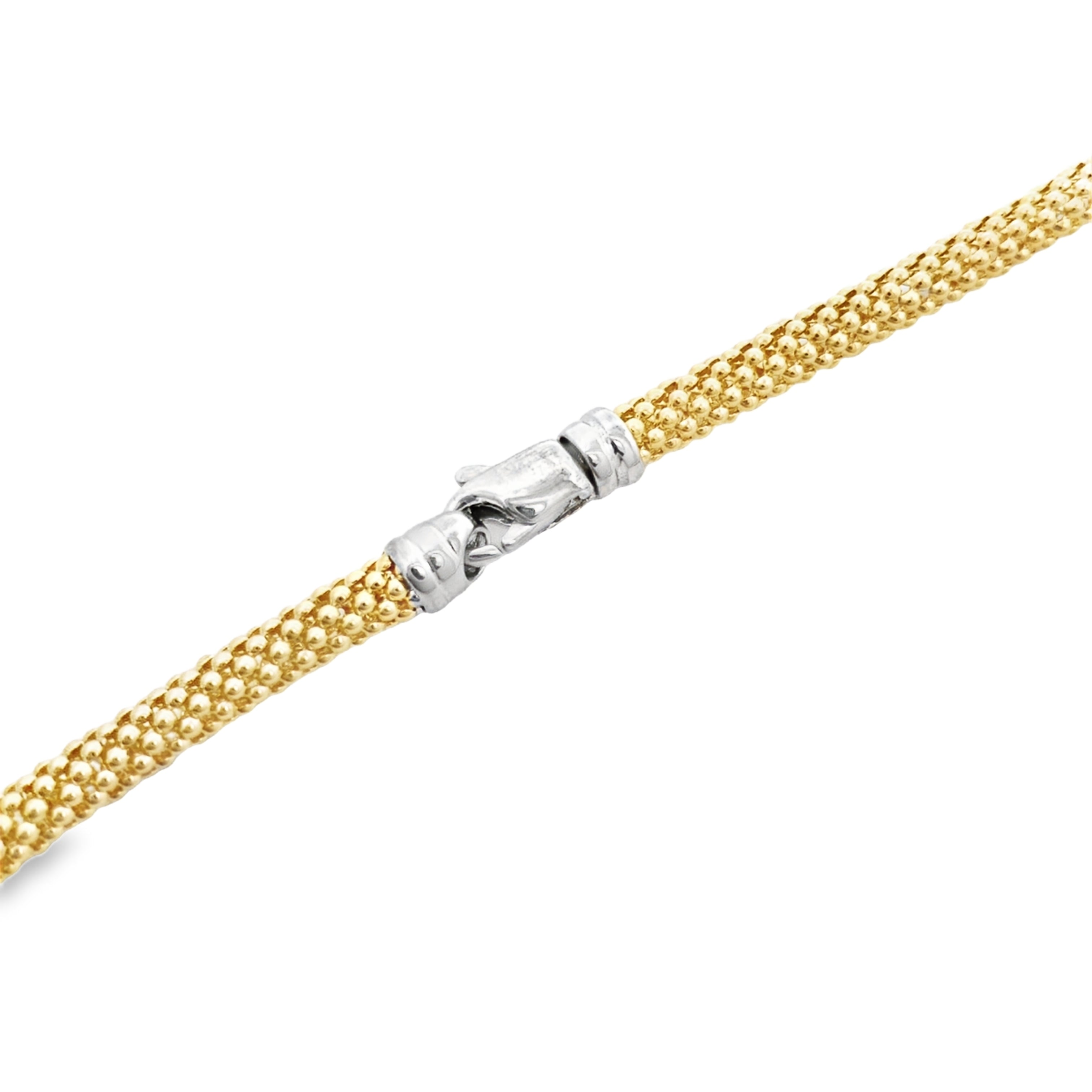 14K Two Tone  Gold Fancy Link Necklace 18In 12.2Dwt