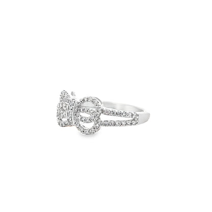 0.50Ctw 14K White Gold Diamond Bow Ring Size 7 2.0Dwt