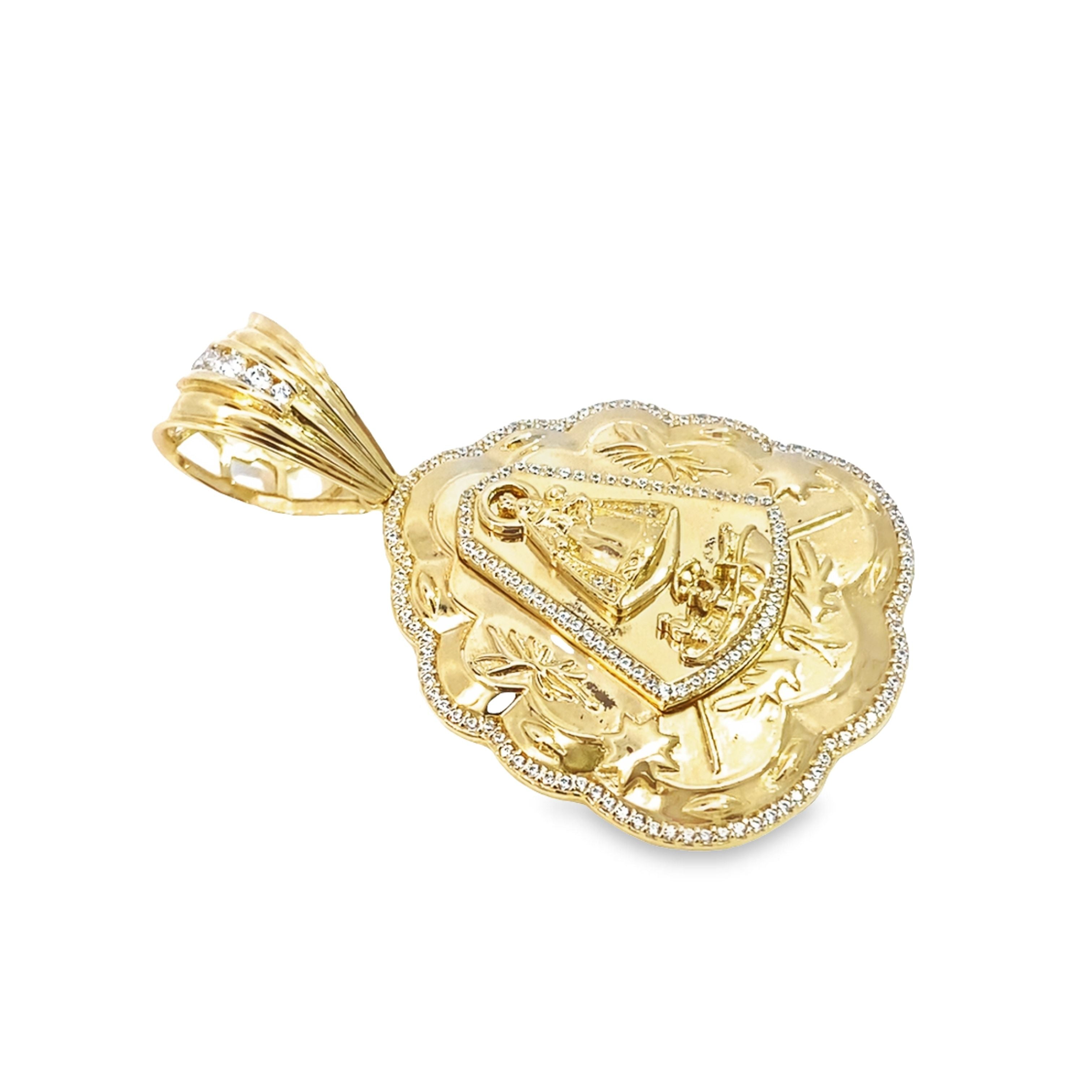 14K Yellow Gold Caridad Del Cobre Pendant 8.6Dwt